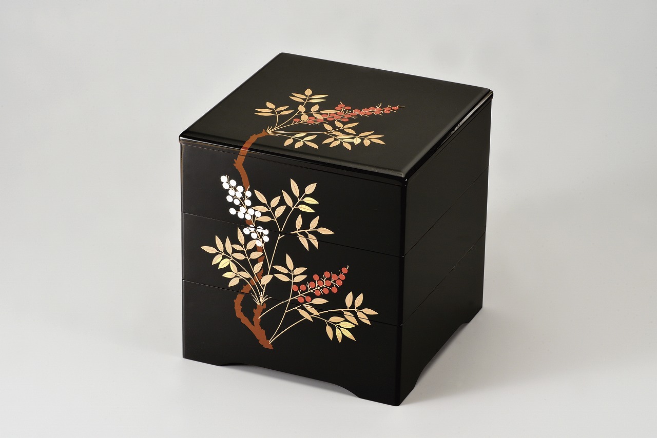 会津塗 三段重 南天 | 会津塗 卸サイト