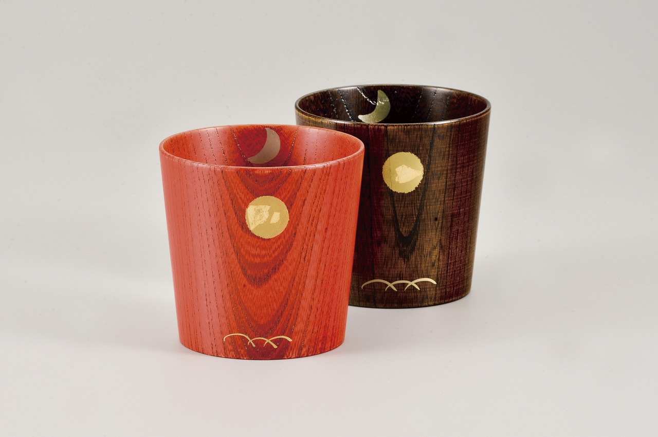 新品】会津塗り 欅 天然木 お盆 3枚セット 蒔絵 手鞠 漆器 伝統工芸 けやき 会津塗欅カップ 月 | 会津塗 卸サイト